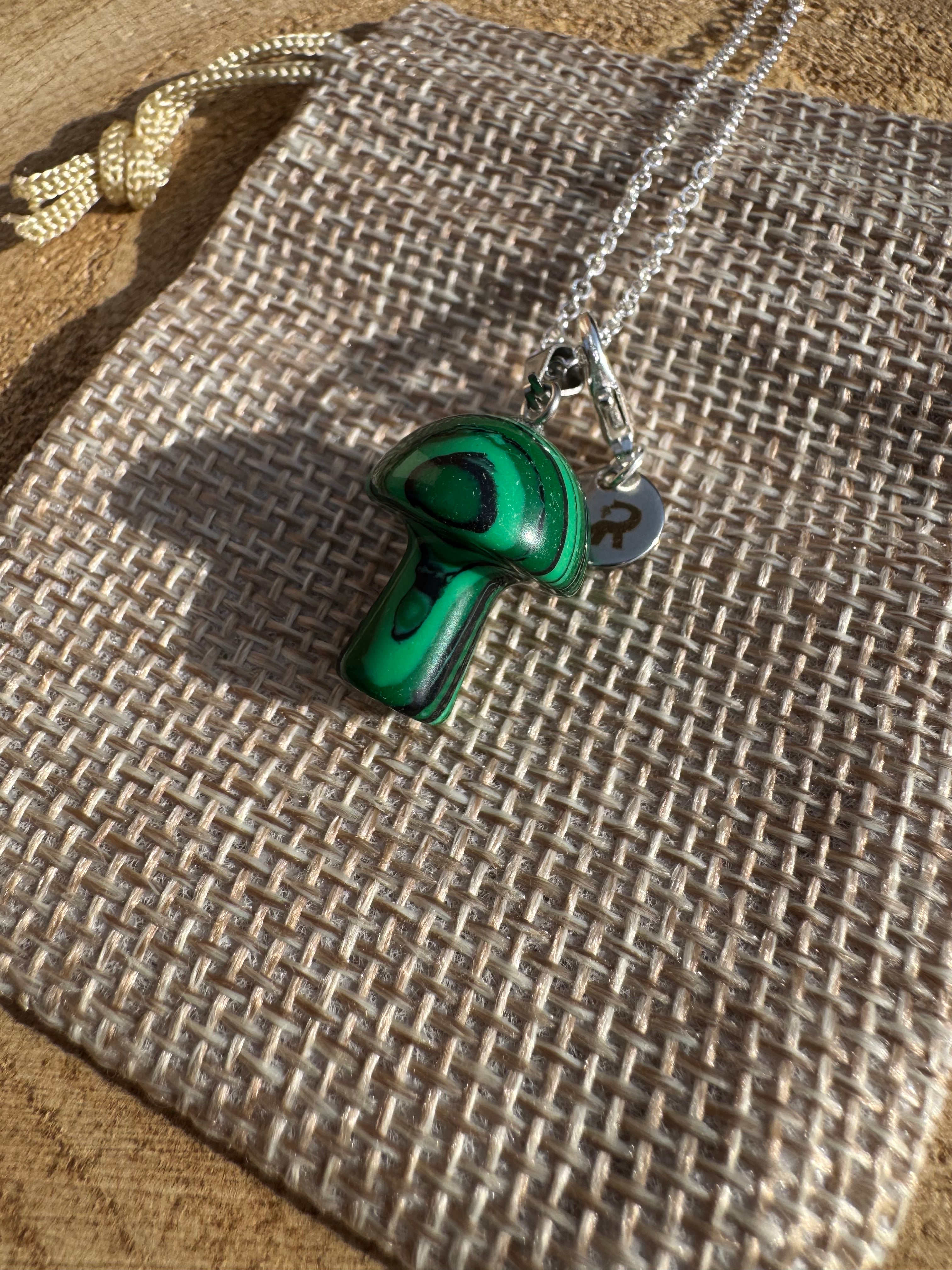 Malachite Mushroom Necklace